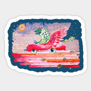 Red Car Dragon Sticker